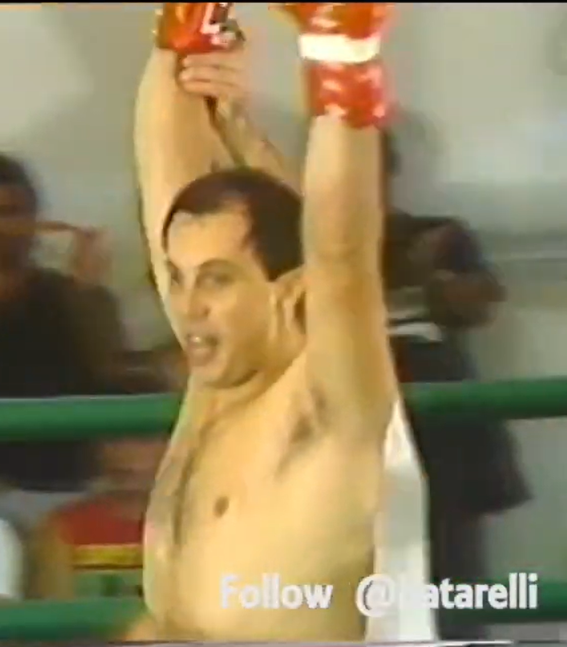 Sergio Batarelli celebrating victory in the ring